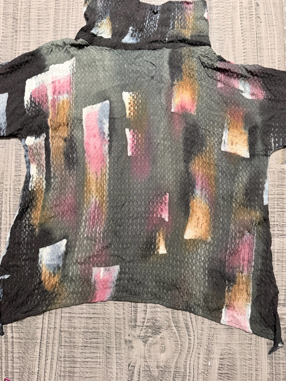 Women’s Gray Abstract Brushstroke Cowl Neck Top - Picture 8 of 8
